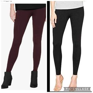 Bundle of 2 Matty M Women's Black and Burgundy Leggings Sz L